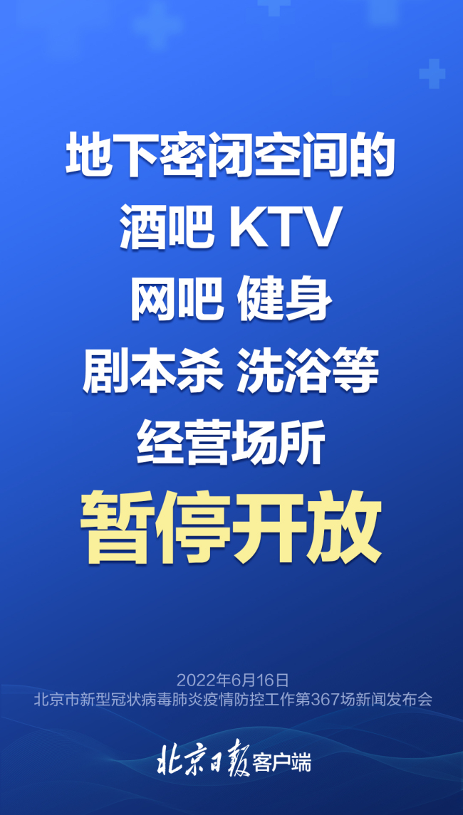 北京：对地下密闭空间的酒吧、KTV、网吧暂停开放