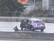 美国一男子当街抢走警车 光天化日下的疯狂行为