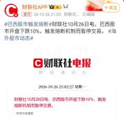 巴西股市触发熔断暂停交易 卢拉连任引爆抛售