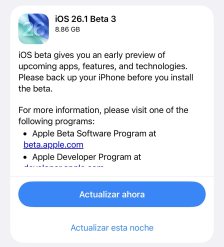 苹果发布 iOS / iPadOS / macOS 26.1 第 3 个公测版