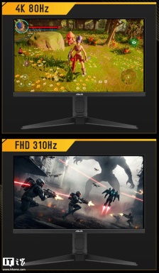 华硕“VG27UQEL5A”27 英寸显示器首销：4K 80Hz/ 1080P 310Hz 双模，1599 元