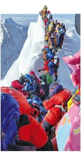 珠峰拥堵现场堪比旅游排大队 登山者命悬一线