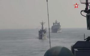 中伊俄海上联合军演现场画面公开