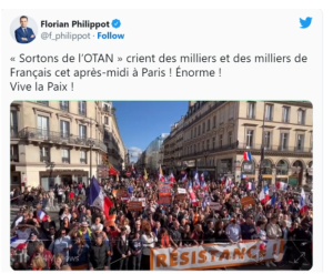 俄媒:巴黎爆发反对北约欧盟抗议，抗议集会名为“全国抵抗集会”