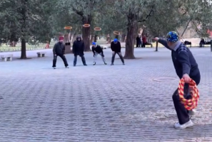 大爷套圈10米开外圈圈命中 网友：天坛公园大爷玩出圈了