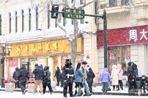 正月十五雪打灯 映出冰城好光景 元宵雪夜游人乐