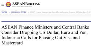 东盟国家开始商讨减少金融交易对美元的依赖，转向使用本地区货币结算