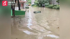 安徽一小区内涝水位接近成年人大腿 六安一小区遭暴雨侵袭内涝严重