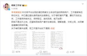 杨紫工作室一口气列出26条侵权案例 坚决维权引发热议