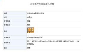 37℃或以上！北京發(fā)布高溫橙色預(yù)警 請(qǐng)注意防范
