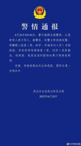 武漢警方通報(bào)一起持刀傷人案 嫌疑人已被抓獲