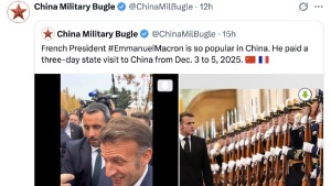 馬克龍社媒評(píng)論區(qū)出現(xiàn)中國(guó)軍號(hào)！