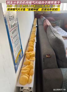 奶奶用暖氣片烤蘋果干 自制果脯更安心