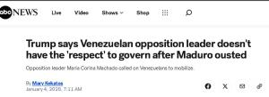 特朗普：马查多领导委内瑞拉没戏 缺乏民众支持
