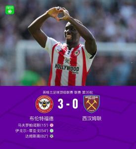 布伦特福德3-0大胜西汉姆联 主场完胜锁定胜局