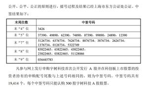 宇树科技中签号出炉 共有19414个 每个号码认购500股