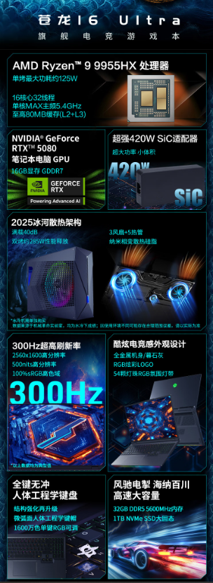 旗舰性能与水冷加抓的终极遴荐，机械改革苍龙16 Ultra系列游戏本贯通