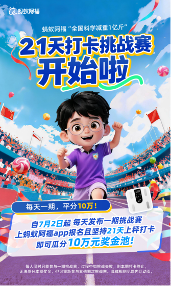 超40万人累计减重41万斤 蚂蚁阿福21天打卡挑战赛开启