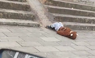 小朋友在家门口台阶上玩滑滑梯 网友：谁去通知一下他妈妈