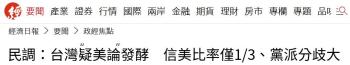 多家台媒以疑美论发酵为题刊发报道 民众信任度显著下滑