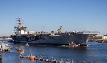 又一艘美国核动力航母起火 维护期间突发火灾