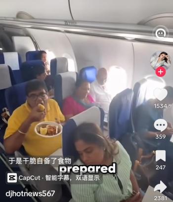 印度15人家庭在飞机上聚餐 空中聚餐惹争议