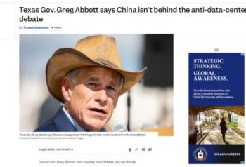 美国得州州长打脸X平台涉华言论 否认中国干预