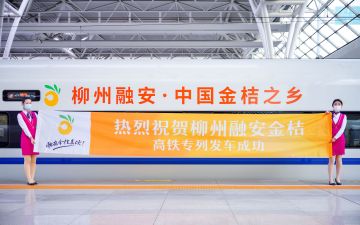 广西融安金桔高铁品牌专列在上海虹桥站首发
