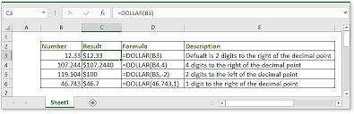如何使用Excel中文本函数DOLLAR