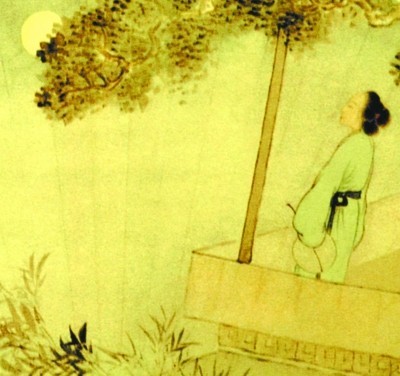 清居巢所绘扇面画中的赏月场景 （现藏于广州博物馆）