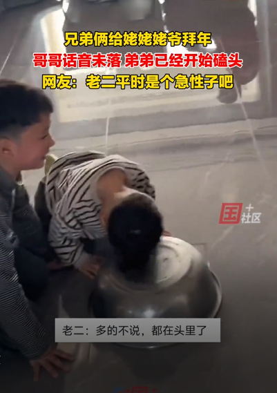 兄弟俩拜年磕头咣咣响把盆干报废