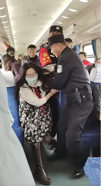 母女霸座被乘警带走 持剪威胁袭警引发关注