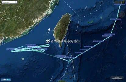 美军机在台湾海峡南口高强度活动