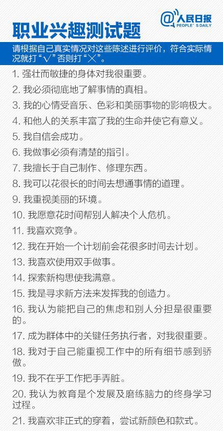《人民日报》10分钟专业自测题！你究竟适合读什么专业？