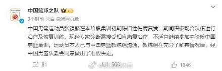 💰欢迎进入🎲官方正版✅张镇麟旧伤复发暂离中国男篮 集训初期伤病再现  第1张