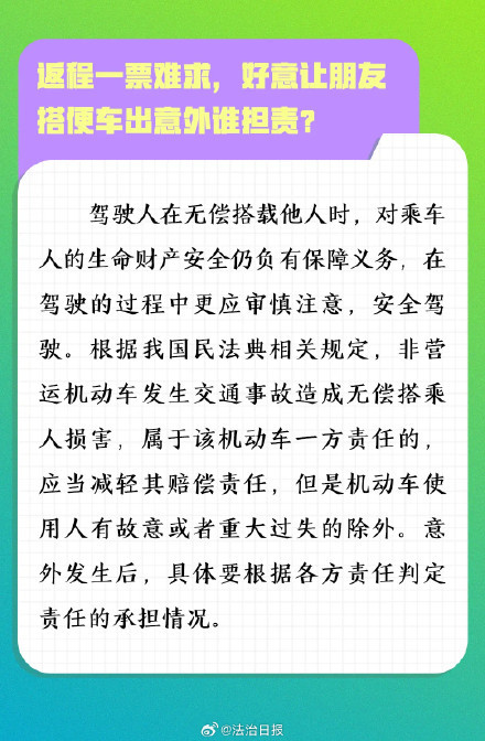 讓朋友搭便車出意外誰擔(dān)責(zé)