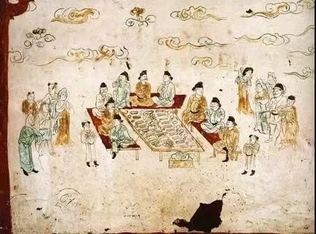 宴饮图壁画，中唐前期1987年陕西省西安市南里王村韦氏家族墓出土