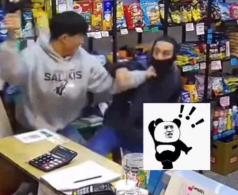 阿根廷男子抢劫反遭店员暴打狼狈逃离
