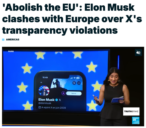馬斯克喊話“廢除歐盟” 華盛頓順勢對歐開火