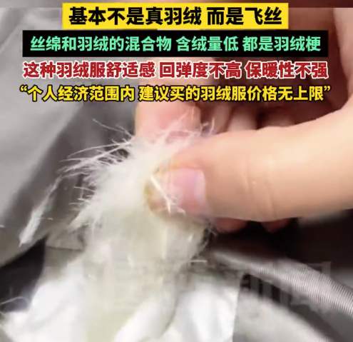 女装店主不提倡买300元以下羽绒服 300元以下基本买不到真羽绒