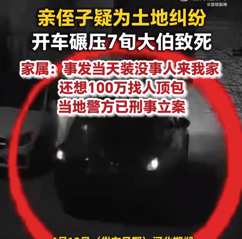 男子开车碾死大伯已被刑拘 受害者家属:他的哥哥是共谋者还在逃