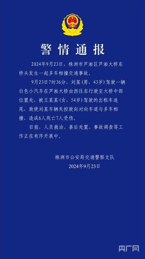 株洲警方通报芦淞大桥交通事故