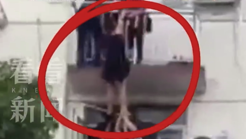 女子意外坠楼卡住两小哥分工救人  一人稳稳托举一人奋力拉拽
