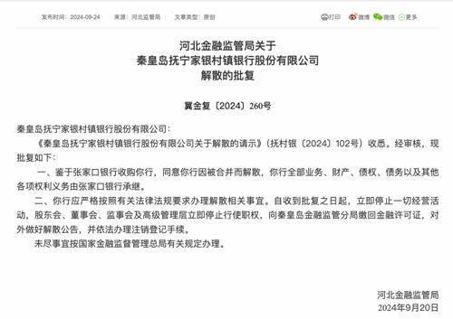 宣布了！三家银行解散，立即停止一切经营活动 河北金融改革加速