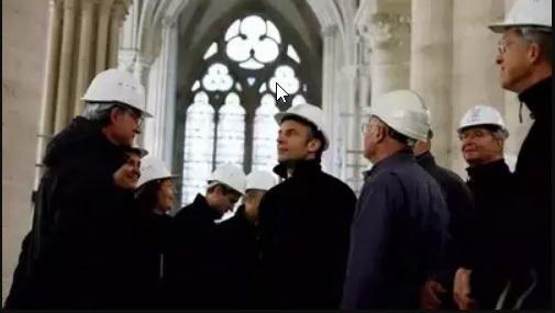 马克龙参观巴黎圣母院，正值巴黎圣母院遭遇火灾4周年之际，将于2024年底重新开放