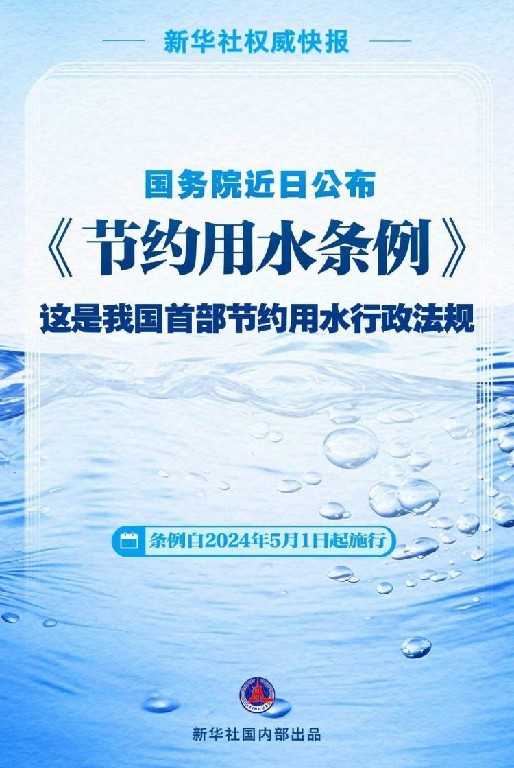 国务院公布首部节约用水行政法规，5月1日起施行！