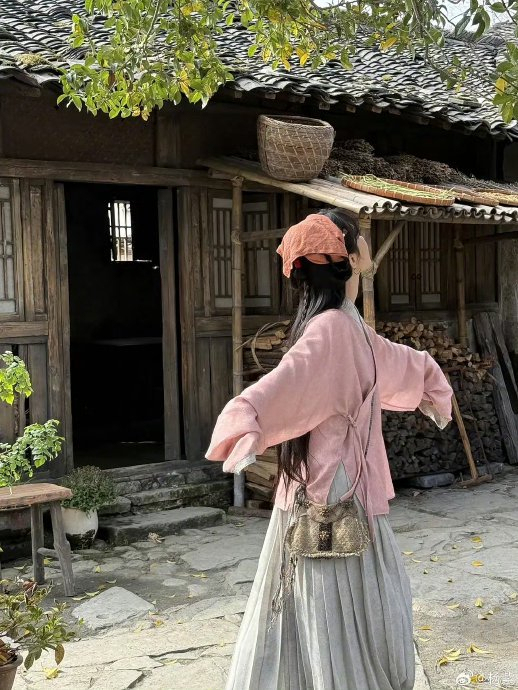 杨紫身穿粉紫色明制戏服现身宣发