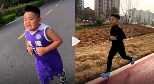 爸爸陪80斤儿子跑步7个月 减重13斤