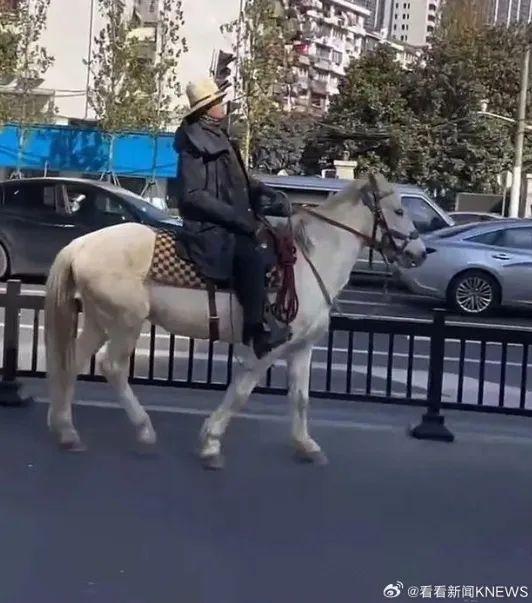 一男子骑马进上海闹市被处罚