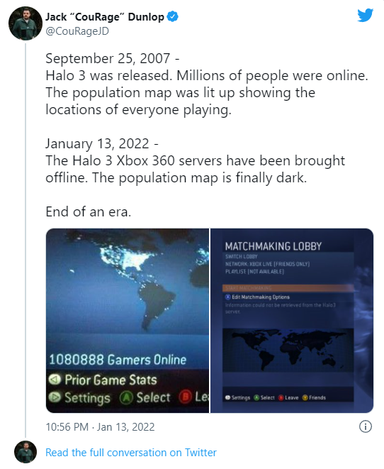 《光环3》的Xbox 360服务器永久关闭后 粉丝们向游戏致敬